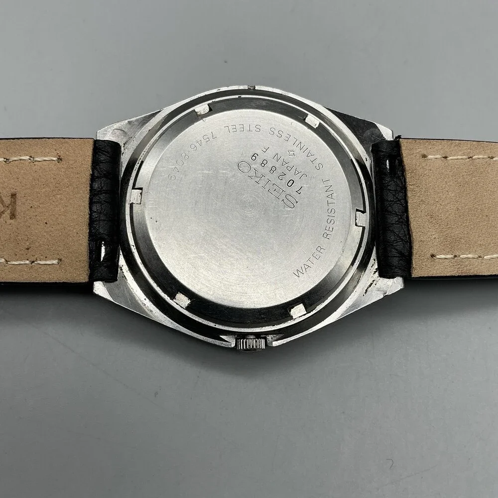 Vintage Seiko Quartz Mens Watch 37mm Date 7123-8239 Cracked Crystal New Battery